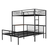 Heavy Duty Bunk Beds Twin Over Full Size, Twin Over Full Bunk Bed with Desk and Side Ladder, L Shaped Bunk Bed Can Be Divided Into One Full Size Bed Frame and One Twin Loft Bed with Desk, Black Bellemave