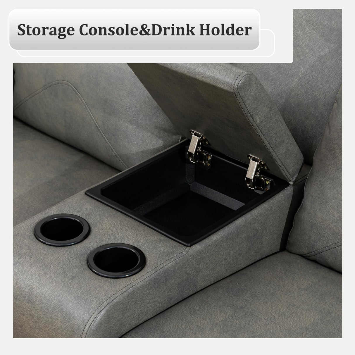 Leather Power Recliner Sofa Set with LED, Reclining Living Room Set, Power Recliner Couch and Loveseat with USB Port/Cup Holder/Storage (Leather Sofa and Loveseat, Light Grey) Plithzy