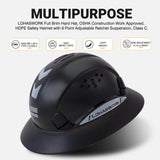 LOHASWORK Full Brim Hard Hat Construction OSHA Approved Vented Hard Hat Cascos De Construccion Adjustable Cool Vent Work Safety Helmet for Men and Women LOHASWORK