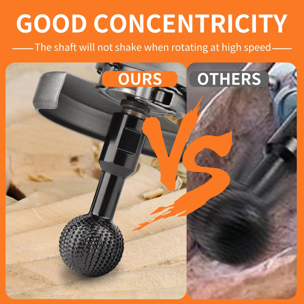 Boounyatin Sphere Rotary Burr with 5/8-11 Threads for 4 1/2 and 5 Inch Angle Grinder, Ball Gouge Angle Grinder Attachments Power Carving Tools for Woodworking Polishing Engraving Boounyatin