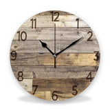 ACOZUHSE Silent Non-Ticking Wall Clocks, Brown Wood Barn Board Brown Pine Plank Rustic Wall Clocks, Battery Operated 11.8"x11.8" Round Wall Clock for Home Decor Living Room Kitchen Office ACOZUHSE