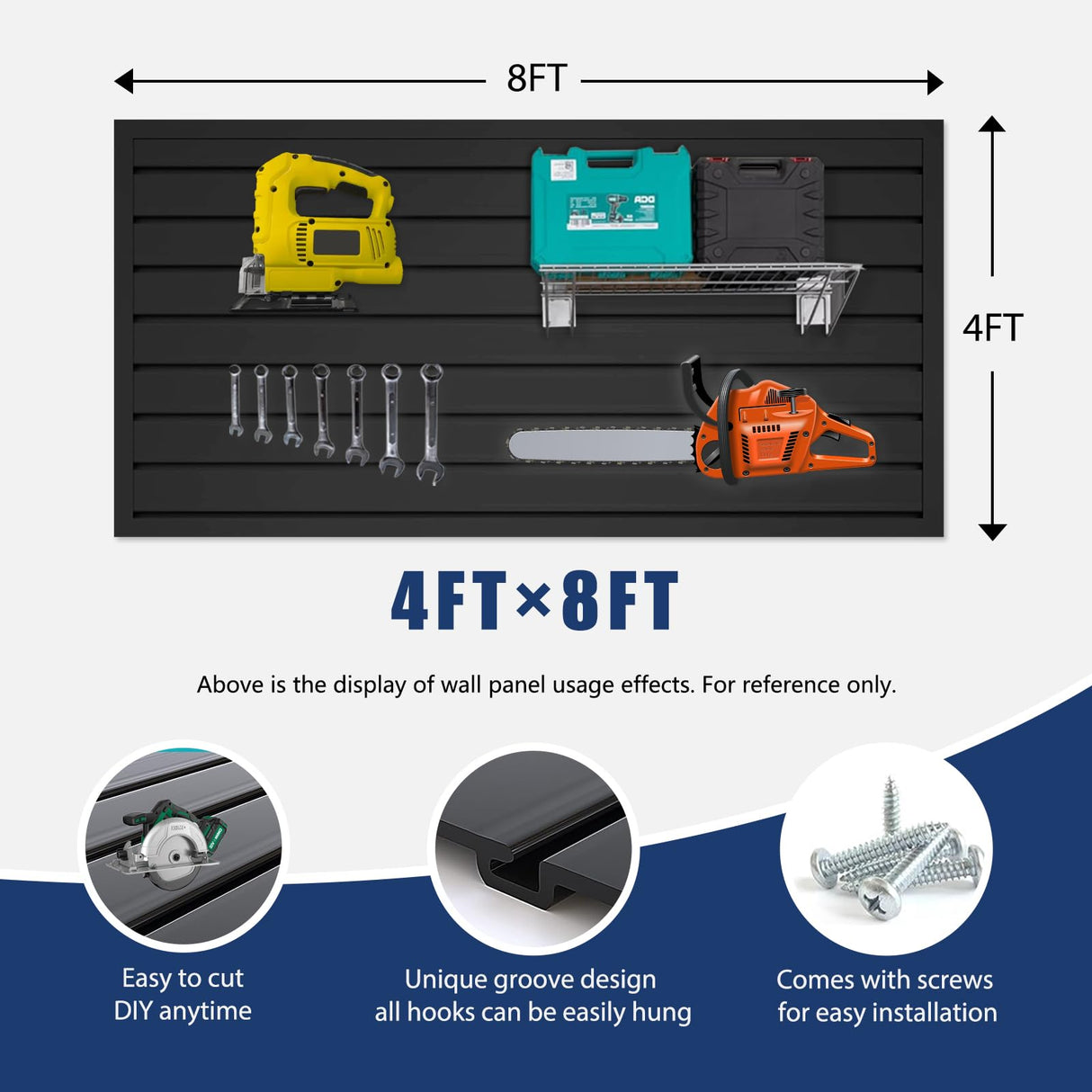 Slat Wall Paneling 4x8FT Black Slatwall Panel - Wall Garage Storage System | Heavy - Duty Industrial PVC Panels for Easy - Install Garage Organization | Sturdy Wall Slats for Home & Bike Rack Storage Eiruaw