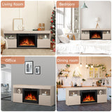 Xbeauty 60" Fireplace Tv Stand Mantel Wood Surround Firebox Freestanding Corner Fireplace Heater Infrared Quartz Heater Adjustable Led Flame, Remote Control,Lightoak Xbeauty