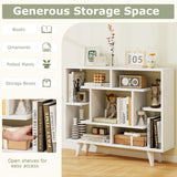 Tangkula Geometric Bookshelf, 3 Tier Modern Freestanding Open Bookcase with Anti-Tipping Devices & Legs, Home Office Decorative Storage Organizer Display Shelf for Living Room Study (White) Tangkula