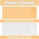 20 Pack Thin Hair Claw Clips Cover Sublimation Blanks Square Claw Clips Cover Blanks 1.8 inch PU Leather Claw Clips Blanks for Thin Hair Including 20 Pcs Strong Double-sided Adhesive Guiqulai