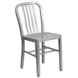 Flash Furniture Gael Indoor/Outdoor Modern Metal Dining Chairs, Commercial-Grade Galvanized Steel Restaurant Chairs, Set of 2, Silver Flash Furniture