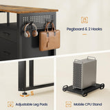 UPOSOJA 71 in Executive Desk with Power Outlets, Reversible L Shaped Desk with File Drawers & Storage Shelves, Large Office Desk Computer Desk with Pegboard, Mobile CPU Stand, Modern Corner Desk UPOSOJA