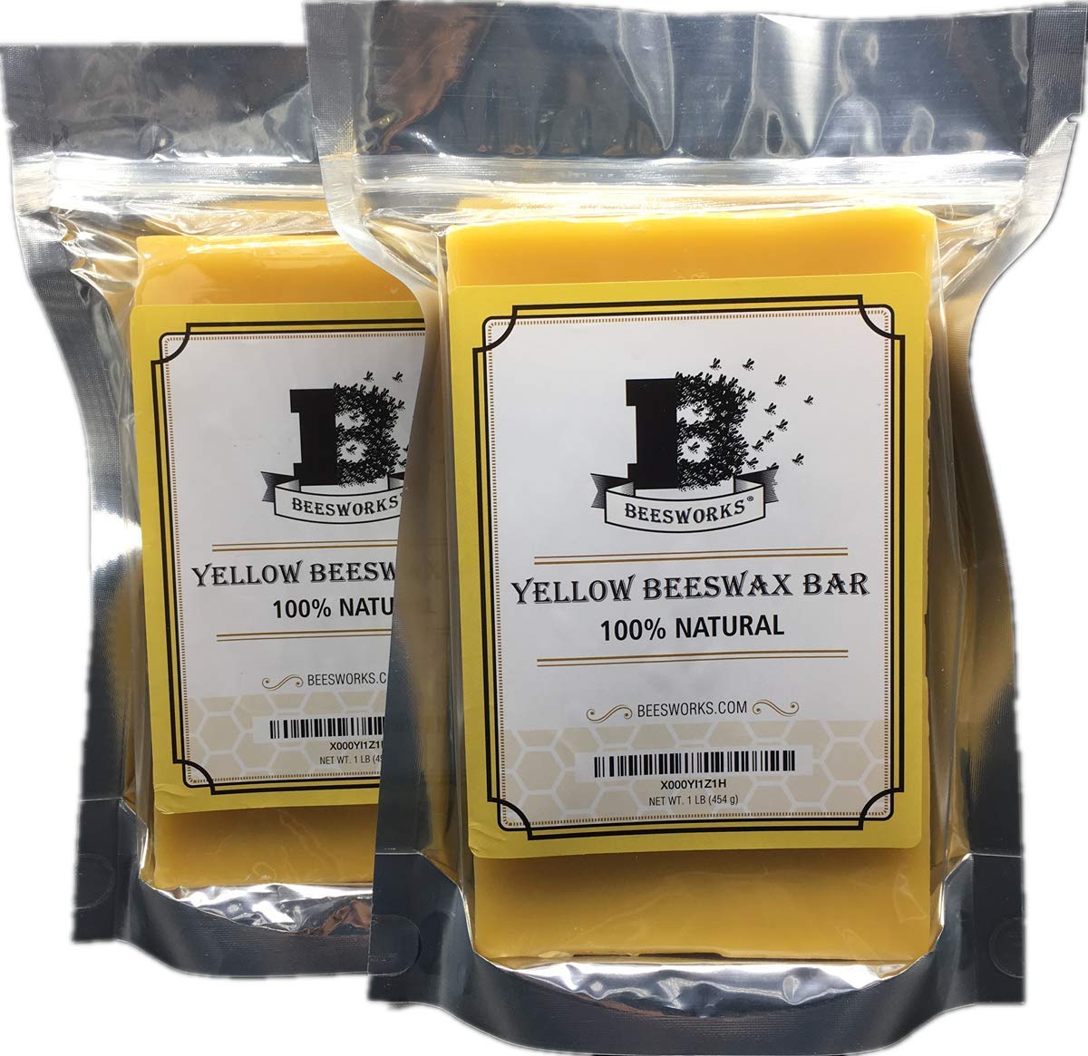 Beesworks Yellow Beeswax Bars (2 lbs) | 100% Pure, Cosmetic Grade, Triple-Filtered Beeswax for DIY Skin Care, Lip Balm, Lotion and Candle Making (1 lb Bars - Pack of 2) BEESWORKS