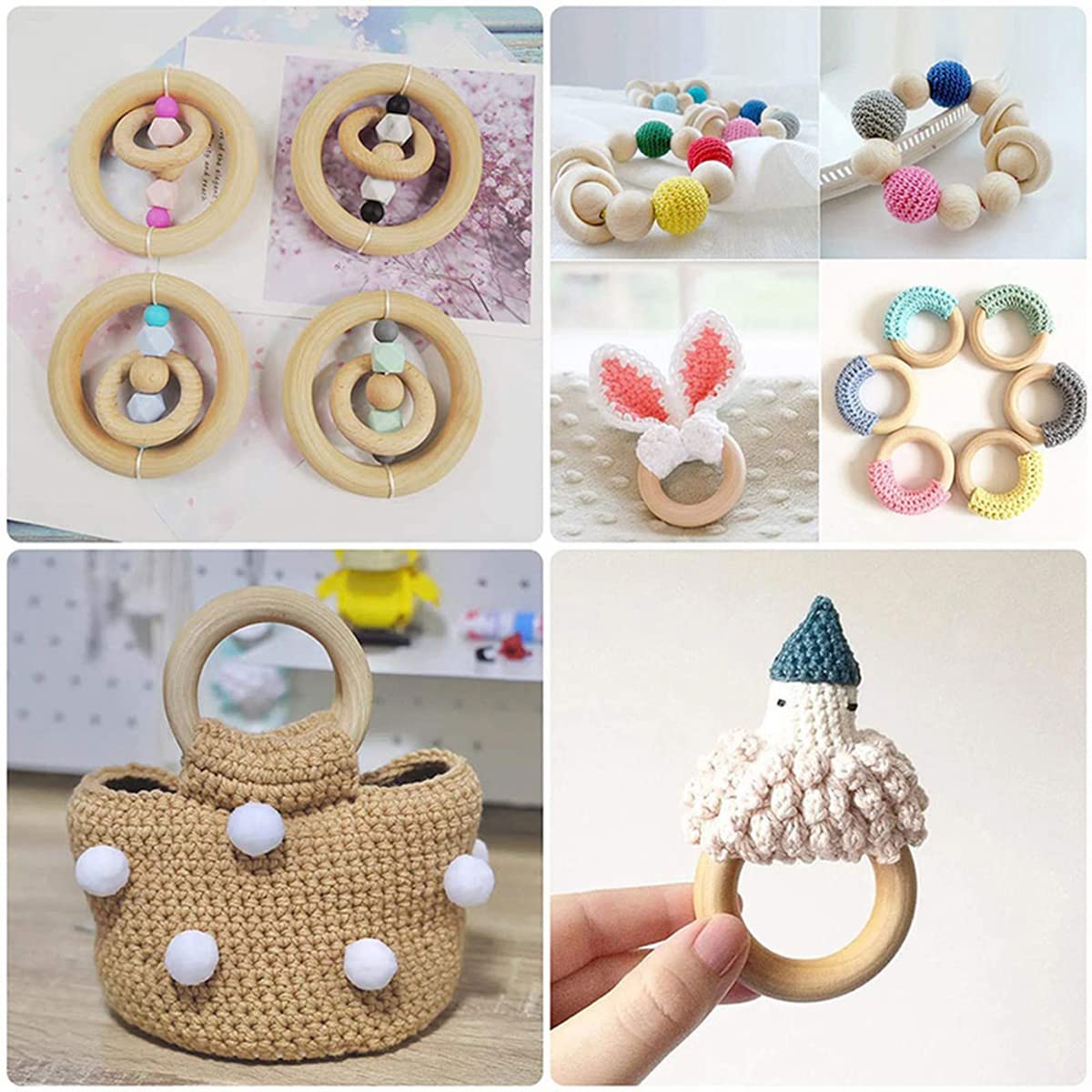 10 PCS 75mm Unfinished Wooden Rings for Craft, 3 Inch Nature Solid Wood for DIY Crafts Without Paint, Macrame Rings for Pendant and Connectors Jewelry Making PONGJA