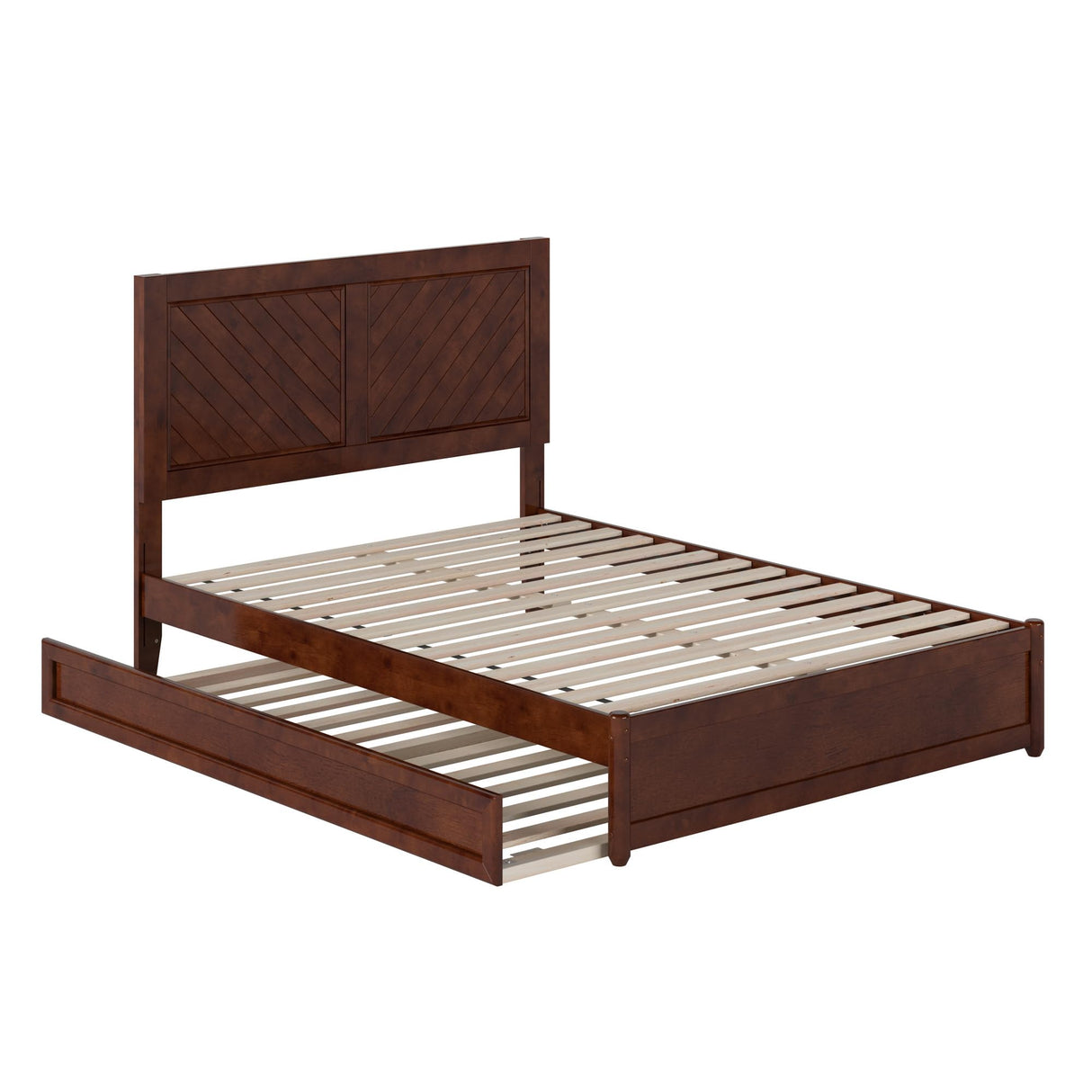 AFI, Clayton Full Platform Bed with Panel Footboard & Twin Trundle, Walnut AFI