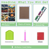 4 Pack Diamond Art Kits for Adults with Framed - Mountain Landscape 5D Diamond Painting Kits for Adults Beginner,Full Round Drill DIY Paint by Diamonds Dot Gem Art and Crafts,for Home Decor 8X12Inch VIGEGU