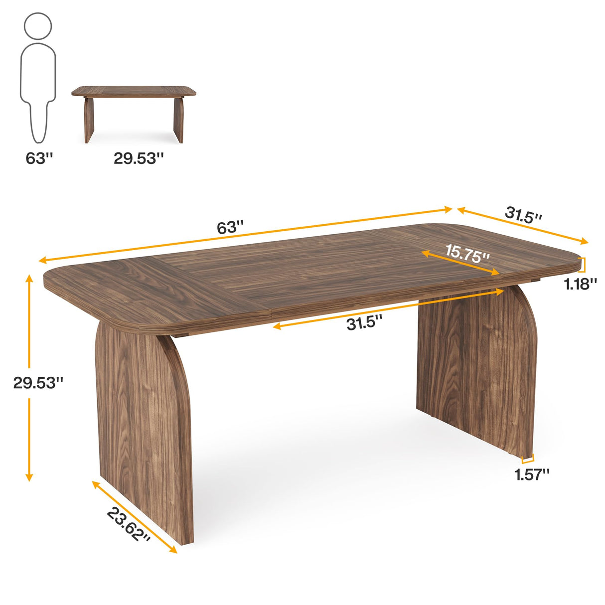 Tribesigns 63-inch Conference Room Table for 4-6 Person, Retro 5.2 ft Small Rectangle Meeting Room Table, Rustic Wood Seminar Table Tribesigns