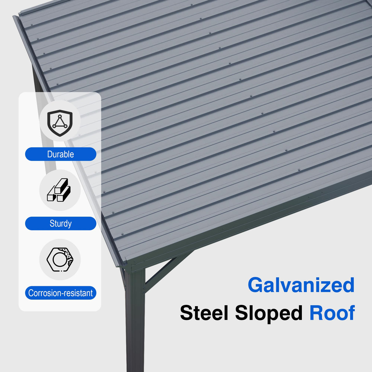 Domi 8x10FT Lean to Gazebo, Outdoor Hardtop Wall Mounted Gazebo with Sloping Galvanized Steel Roof, Upgraded Heavy Duty Mounted Shelter with Drainage System for Deck, Porch, Backyard domi outdoor living