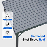 Domi 8x10FT Lean to Gazebo, Outdoor Hardtop Wall Mounted Gazebo with Sloping Galvanized Steel Roof, Upgraded Heavy Duty Mounted Shelter with Drainage System for Deck, Porch, Backyard domi outdoor living