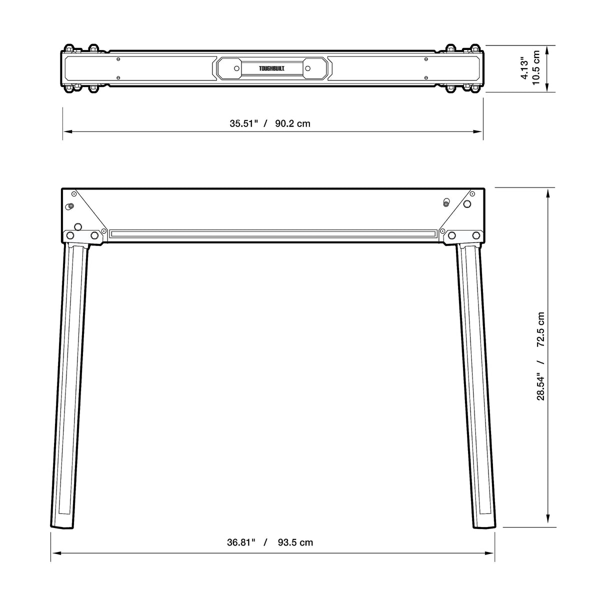 ToughBuilt - Folding Sawhorses/Jobsite Table - Sturdy, Durable, Lightweight, Heavy-Duty, 100% High Grade Steel, 1100lb Capacity, Easy Carry Handle - (TB-C300-2) - 2 Pack ToughBuilt
