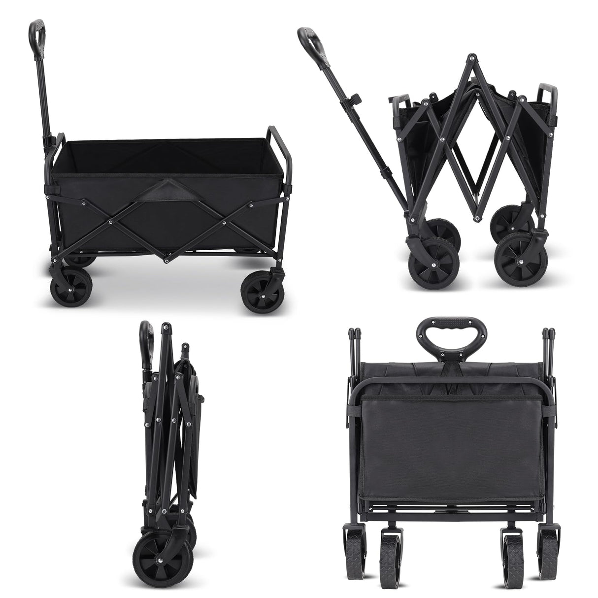 Folding Wagon Cart Large Capacity Heavy Duty Cart for Gardening,Camping,Shopping,Beach and Outdoor Sport LEWANJA