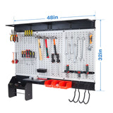 Ultrawall Peboard Storage Organizer, 48x36 inch Pegboard Wall Organizer, Metal Garage Peg Board with Toolboard, Utility Hooks, Overhead Shelf, 105pcs Ultrawall