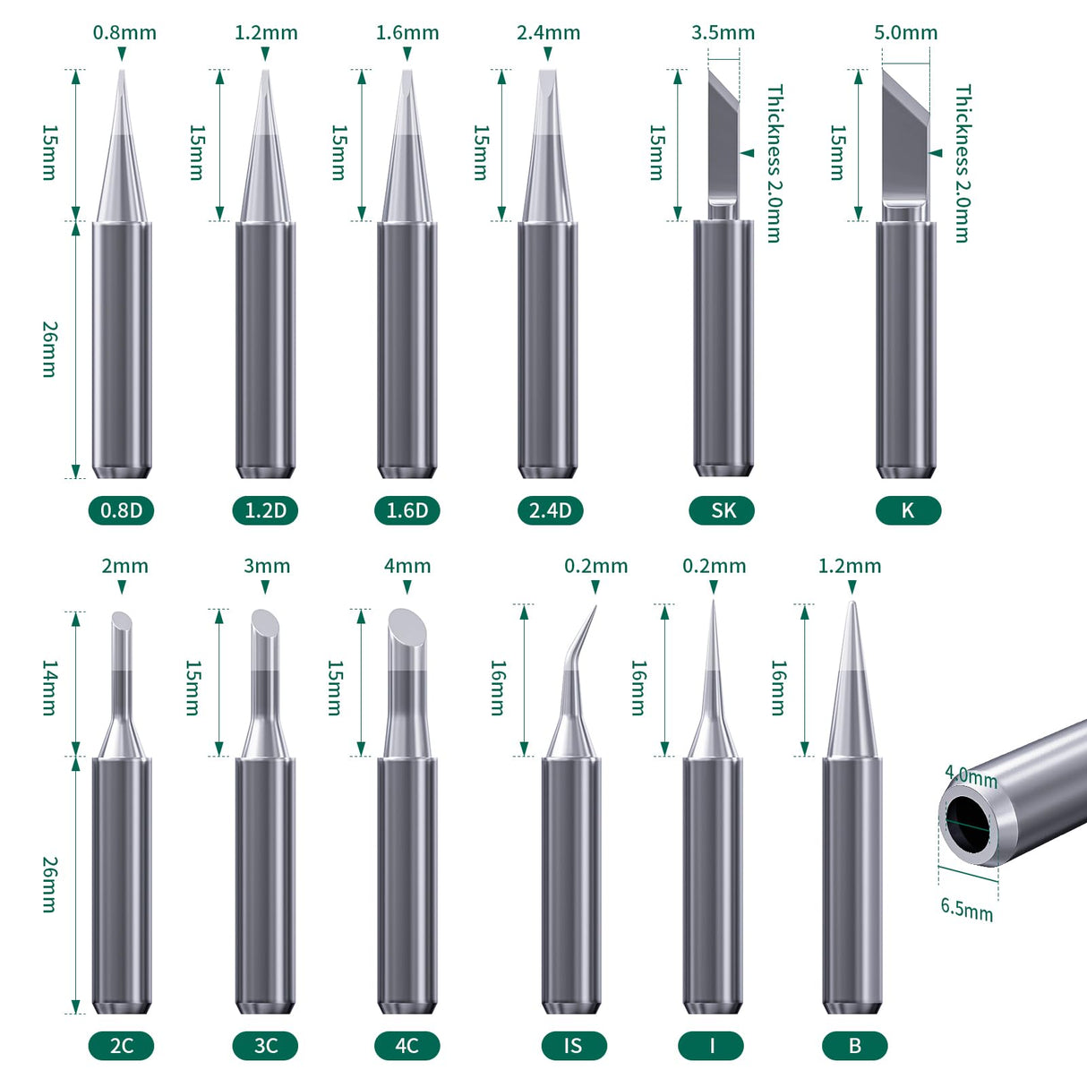 HANGLIFE 900M Soldering Iron Tips for Hakko, Yihua, Atten, Quick, Ryobi, and More Soldering Stations/Guns - Replacement Solder Tips for Welding Equipment & Accessories (12 pcs) Hanglife