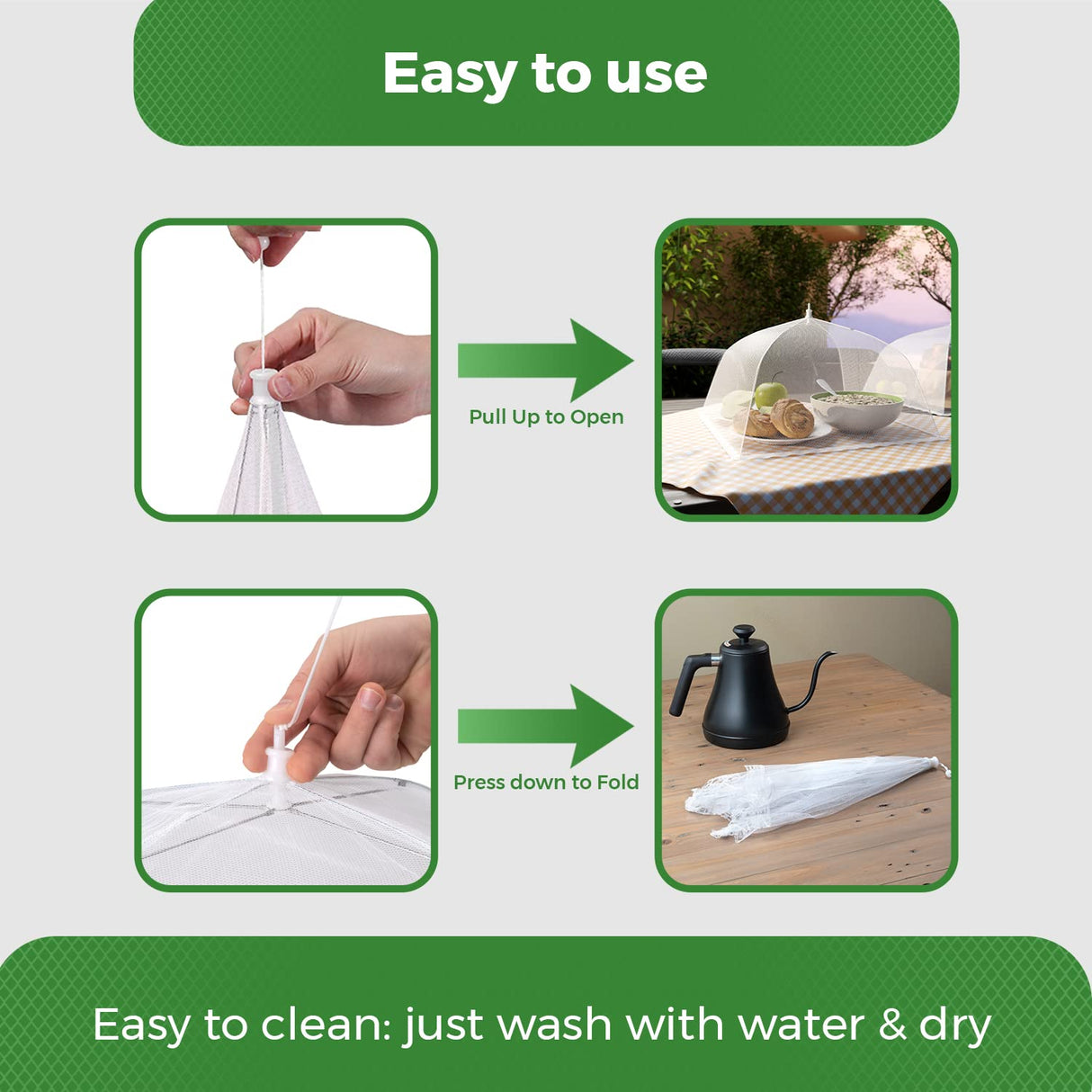 Simply Genius (6 Pack) Large and Tall 17x17 Pop-Up Mesh Food Covers Tent Umbrella for Outdoors, Screen Tents, Parties Picnics, BBQs, Reusable and Collapsible Food Tents - Food Covers for Outside Mesh Simply Genius