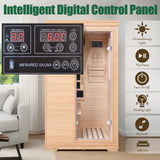 Far Infrared Sauna for 1 Person - 1050W Fast Heating, Canadian Hemlock Wood Home Sauna with Bluetooth Speaker, Chromotherapy & Oxygen Ionizer Easy Assembly Indoor Sauna for Relaxation, Detox, Home Gym Homsido