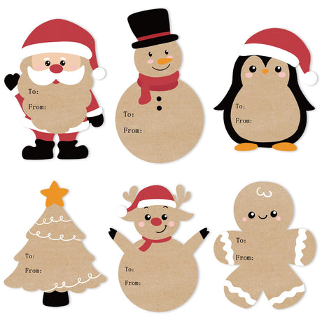 Christmas Gift Tags Stickers, 96Pcs Christmas Gift Labels Stickers, Self-Adhesive Christmas Name Tags for Xmas Gifts Wrap Presents Boxes Decoration, 2 x 3 Inch, Natural Kraft Paper Stickers COCHIE