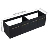 60 Inch Floating Bathroom Vanity,60" Bathroom Vanity Without Sink,Modern Bathroom Vanity Cabinet,Black Wall Mounted Cabinet(Sink Basin Not Included) WoodArtSupply