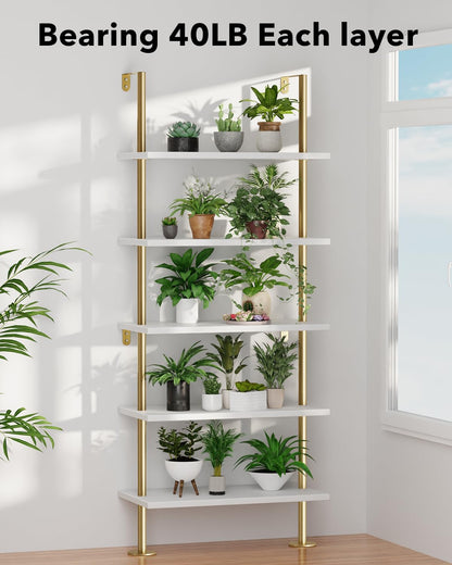 Elevate Your Space with the pickpiff 5-Tier Gold Ladder Shelf Bookcase - WoodArtSupply