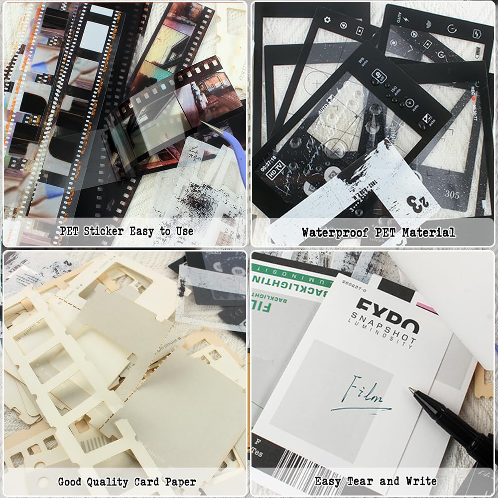 Diuhofart 94Pcs Scrapbooking Supplies Kit, Old Film Strips Photo Frames for Junk Journal Supplies, Scrap Booking Cutouts Papers Scrapbook Materials, Quote Stickers for Journaling, Collage Diuhofart