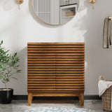 ROOMTEC 30" Bathroom Vanity, Mid-Century Freestanding Bathroom Cabinet Vanity with Storage, Particleboard Frame with Wood Grain Laminate, Walnut (Sink Basin Not Included) ROOMTEC