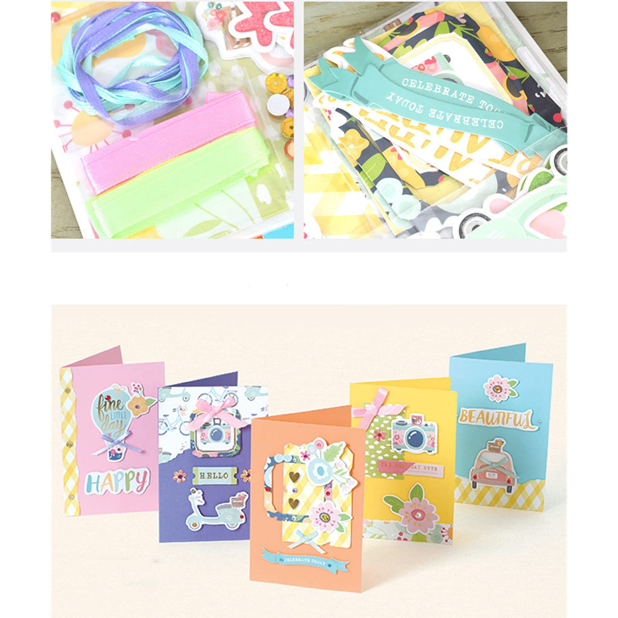 Gigicloud Paper Card Making Kits Colorful Handmade Greeting Card Kits Diy Making Material Set For Birthday Invitation, Thanksgiving, Christmas,Holiday,Baby Shower Gigicloud