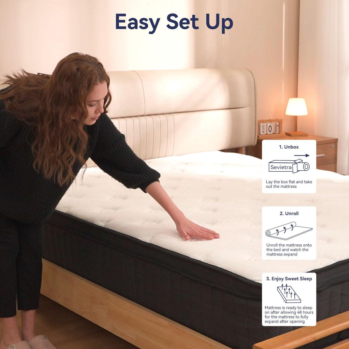 CRYREINA King Size Mattress, 12 Inch King Mattress Hybrid in Box, Independent Pocket Springs, Medium Firm, Strong Edge Support, Breathable Comfort and Durable CRYREINA