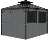 aonear Gazebo Privacy Curtains 10' x 12' with Mosquito Windows, 4-Panels Side Wall with Zipper Universal Replacement for Patio, Outdoor Canopy, Garden and Backyard, Gray (Curtain Only) aonear