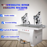 INTSUPERMAI Double Station Pneumatic Hinge Boring Insertion Machine Hinge Boring Drill Press Machine Punching Woodworking Drilling Tool Woodworking Pneumatic Hinge Drilling Machine 110V 48-6 INTSUPERMAI