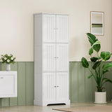 ChooChoo Tall Bathroom Storage Cabinet with 6 Doors, Freestanding Floor Cabinet with Adjustable Shelves, White Pantry Cabinet for Bathroom, Kitchen, Laundry Room ChooChoo