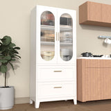 Nobilsteel 71”Storage Cabinet, Metal Accent Pantry Cabinet, Food Pantries Cabinets with Fluted Glass Doors, Storage Cupboard Kitchen, Dining Room, Nobilsteel