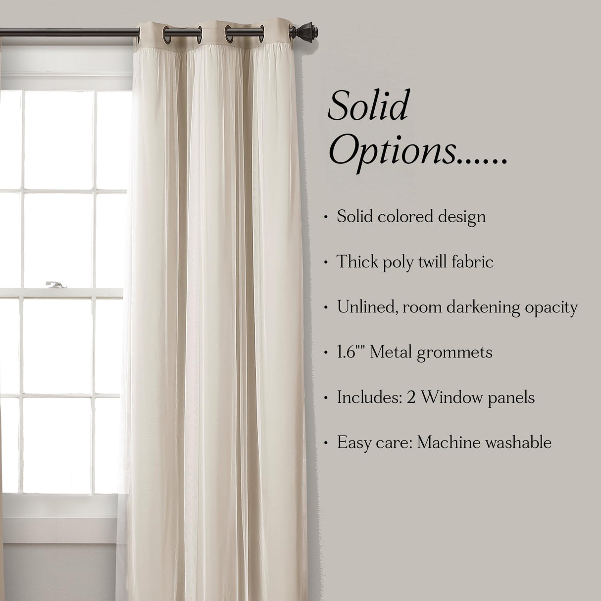 Lush Decor Sheer Grommet Curtains With Insulated Blackout Lining, Window Curtain Panels, Pair, 38"W x 84"L, Wheat - Curtain With Sheer Overlay, Elegant Blackout Curtains for Bedroom Lush Decor