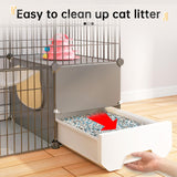 Oneluck Cat Cage with Litter Box,4-Tier DIY Cat Enclosures Large Playpen Detachable Metal Wire Kennel Indoor Crate Large Exercise Place Ideal for 1-2 Cat,41.3" L x 17.8" W x 55.1" H Oneluck