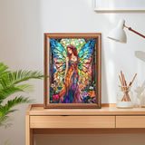 Lxmsja Fairy Stained Glass Diamond Art Kits for Adults, Flowers Diamond Painting Kits for Beginners, 5D DIY Full Drill Gem Art Crafts for Adults, Home Wall Decor 12x16 inch Lxmsja