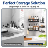 YASONIC Corner Shower Caddy Organizer, 5-Pack Adhesive Rustproof Stainless Steel Shower Shelves with Soap Holder, No Drilling Shower Storage Rack for Family Renters Bathroom, Black YASONIC