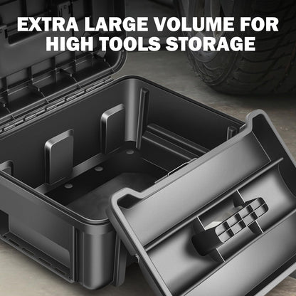 ‎DNA MOTORING Tool Box Lockable Organizer Storage Toolbox with Removable Tray for Workshop Garage & Household,Large Capacity,TOOLS-00309