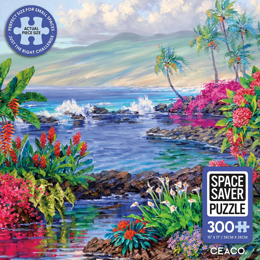 Ceaco – The Essence of Aloha - 300 Piece Jigsaw Space Saver Puzzle – Puzzles for Smaller Spaces and Surfaces