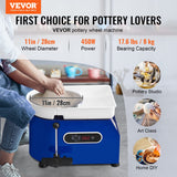 VEVOR 11in Pottery Wheel for Adults Beginners, 450W Ceramic Wheel Forming Machine With LCD Touch Screen, Adjustable 60-300RPM Speed Handle and Foot Pedal Control, 32PCS Accessory Tools Kit, Craft Gift VEVOR