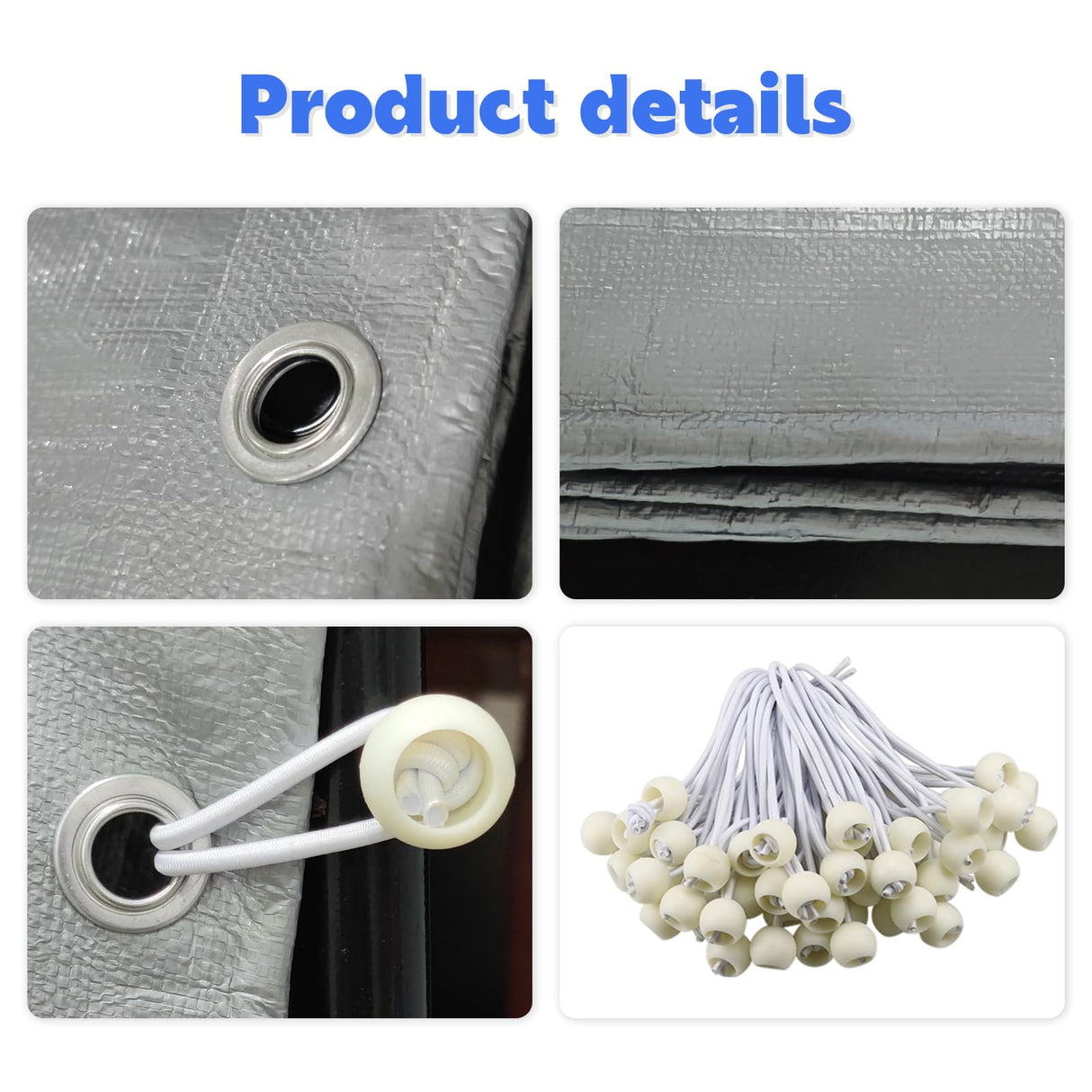 12' x 20' Canopy Replacement Cover for Carport, 220G Heavy Duty Replacement Top Cover for Car Garage, Waterproof & UV Protected Tarp with 48 Ball Bungees (Only Cover, Frame Not Included), Grey Buzleer