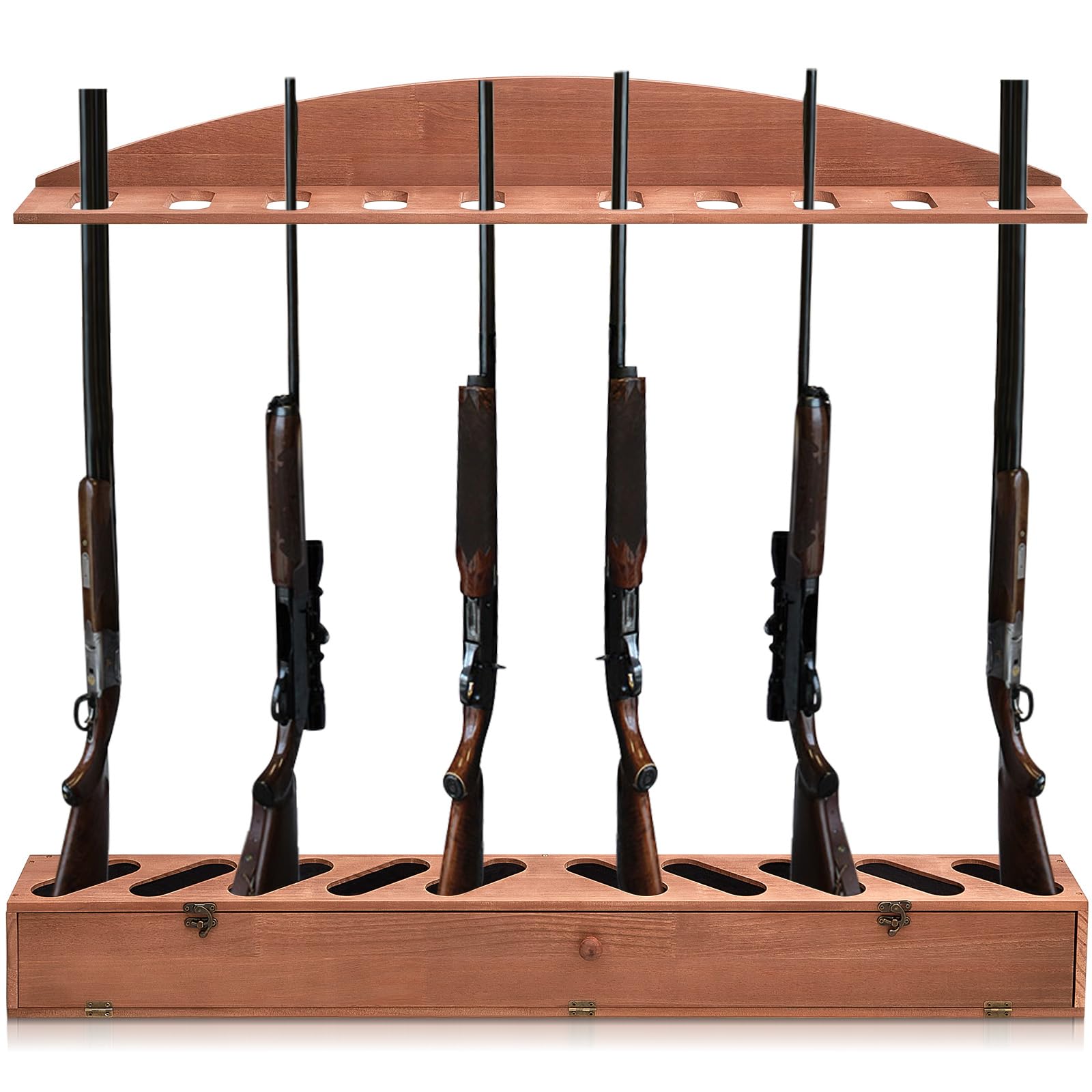 Wenqik Gun Rack with Lockers 10 Gun Holders Solid Pine Wall Mounted Gun ...