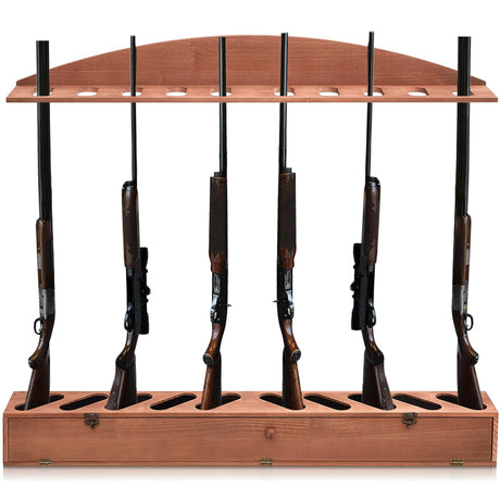 Wenqik Gun Rack with Lockers 10 Gun Holders Solid Pine Wall Mounted Gun Storage Rack Rifle Rack for Home or Garage Safe Hunting Gun Storage Choose Wenqik