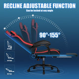 GTPLAYER Gaming Chair with Footrest, Computer Gaming Chair for Adults and Kids, Height Adjustable Gamer Chair with 90-155° Recline & Removable Headrest Lumbar Support (Black-Red) GTPLAYER