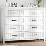 Jocoevol Farmhouse Dresser 8 Drawer Dresser for Bedroom, Large Wooden Dressers Double Grey Dresser with Deep Drawers Dressers for Hallway, Entryway (White) Jocoevol