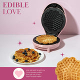 Paris Hilton Heart Waffle Maker, Makes 5 Mini Heart Shaped Waffles or 1 Individual Waffle, Easy to Clean 6" Nonstick Plates, Made without PFAS or PFOA, Electric Waffle Iron, Pink Paris Hilton