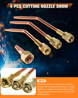 Oxygen Acetylene Torch Kit Oxy Gas Welding Cutting Brazing Set Portable Welder Tool Nozzles Regulator Hose Gauges Blue Case Cuilvu