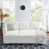 Naomi Home L-Shaped Sectional Sleeper Sofa with USB Ports - Convertible Pull-Out Bed, Ample Storage, Timeless Design, Durable Construction, White/Air Leather Naomi Home